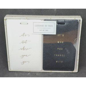 Set Of 2 Luggage Leatherette ID Suitcase Tags "It's Not Where You Go"Blk/Wht NIB